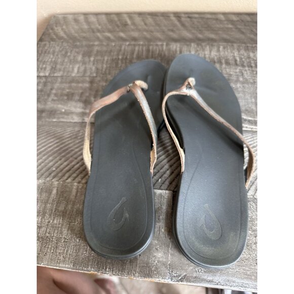 Women's Olukai Ho'opio Leather Flip Flop Sandals Size 7.5 - Picture 3 of 4
